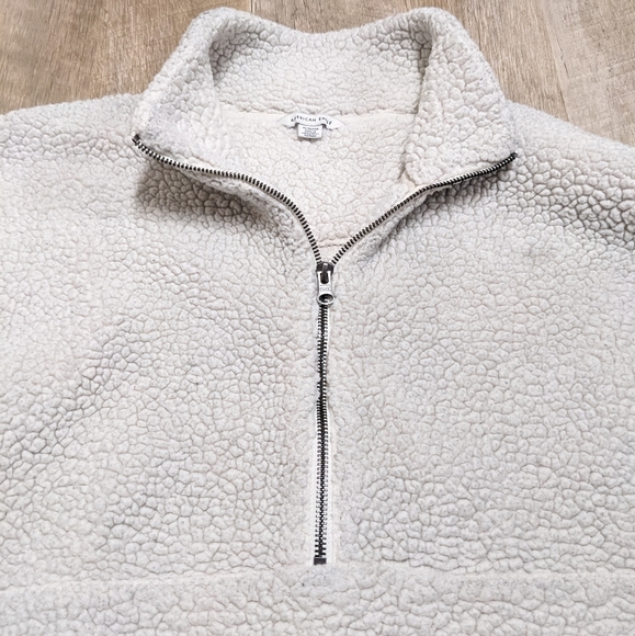 American Eagle Outfitters White Sherpa Half Zip Sweater - Picture 11 of 13
